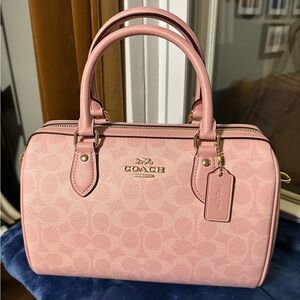 Rowan Satchel Bag In Signature Canvas in Powder Pink